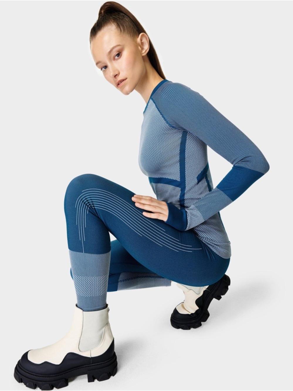 NEW Sweaty Betty Sculpt Base Layer 7/8 Leggings in Deep Blue